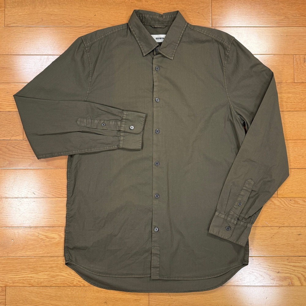 Buck Mason Mens XS Olive Green Long Sleeve Button Down Shirt BM13002